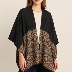 Quagga Green Label Western Poncho – One Size, Southwestern Boho Style